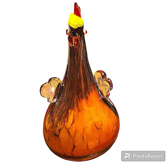 Hand Blown Studio Art Gourd Glass Tall Rooster Brown Figurine. - Picture 2 of 8